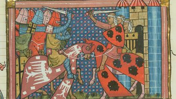 Gravura de batalha entre soldados do sacro império romano-germânico e árabes - Getty Images