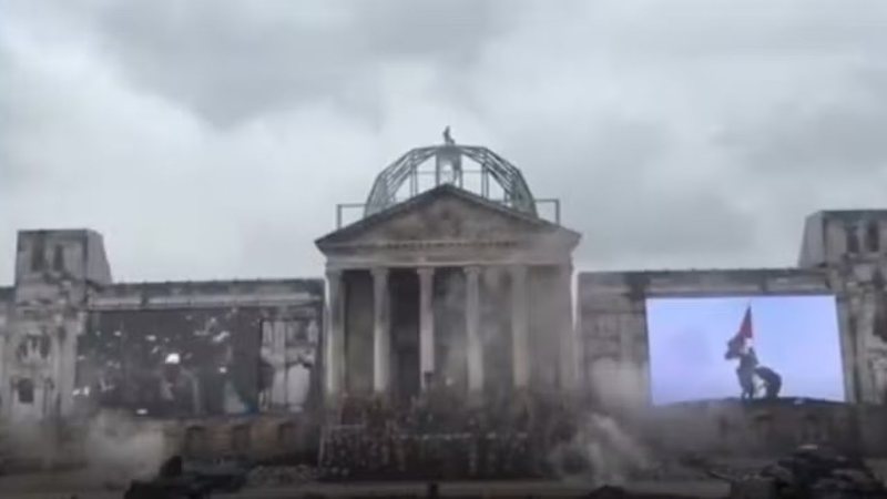 Rússia construiu réplica em tamanho real do Reichstag de Berlim - Divulgação/Telegram