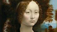 Recorte do retrato de Ginevra de' Benci, por Leonardo da Vinci - Domínio Público