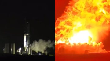Imagens do foguete antes e após explosão - Reprodução